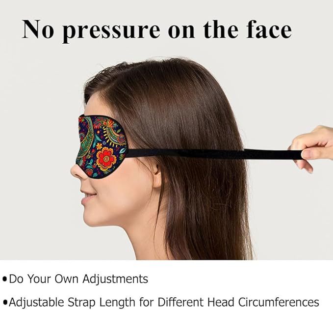 Paisley Floral Eye Mask Sleeping Mask Retro Ornament Boho Ethnic Pattern Sleep Masks Silky Soft Eye Cover for Women Men Shading Blindfold for Air Travel Sleeping