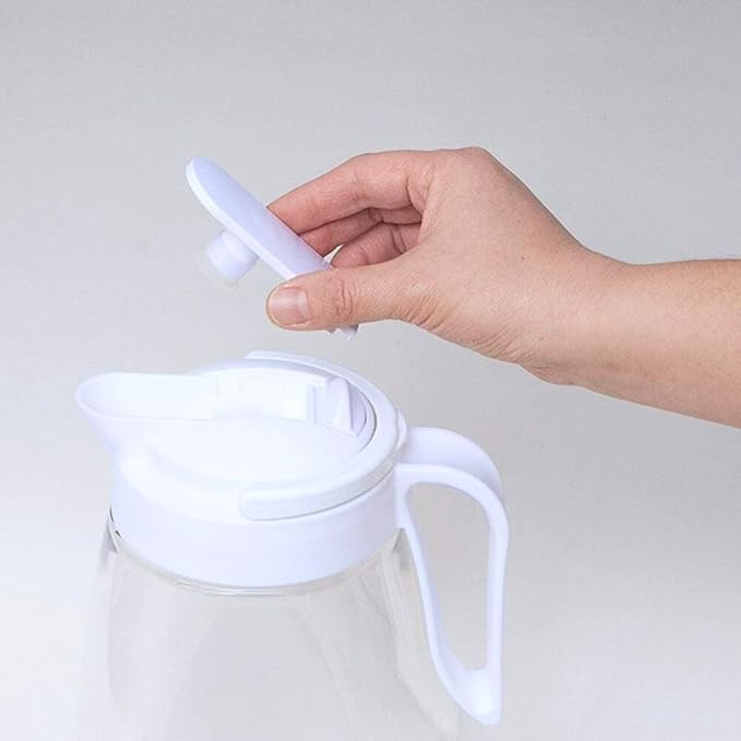 LargePour Airtight Pitcher with Lid, 3.1QT (99oz) – Leakproof Large Water Jug for Tea, Coffee, Juice & More, Top Handle, Locking Spout, Space-Saving, Easy Pour, Dishwasher Safe, Made in Japan