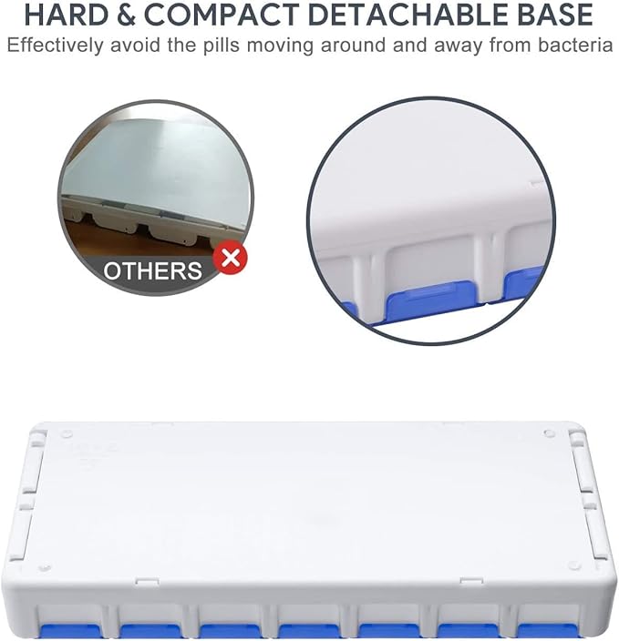 TookMag Weekly Pill Organizer 2 Times a Day, Easy Fill AM PM Pill Box, Large Capacity Quick-Refill 7 Day Pill Cases for Pills/Vitamin/Fish Oil/Supplements (Patent Registered) (Blue)