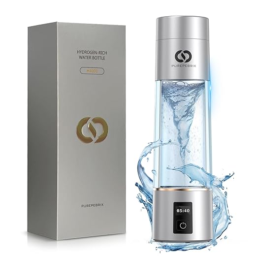 Hydrogen Water Bottle Generator - Up to 6400 PPB, 12-Hour Hydrogen Retention, H2 Certified SPE/PEM Tech, Portable, Recovery & Thoughtful Wellness Gift (Sliver)