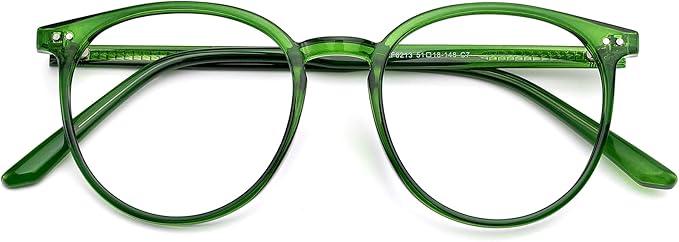 Blue Light Blocking Glasses for Women and Men, Round Frame Computer Gaming Anti Eyestrain & UV Glare RF6213 (Basil Green)