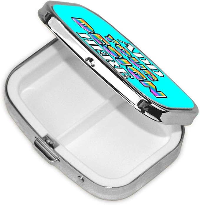 Custom Travel Pill Box, Medicine Pill Organizer Case Container Travel Pill Holder Vitamin for Boxes Med Wallet Portable Mini Pastillero Square, Cyan, Personalized Gifts