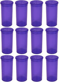 Multi-Use Airtight Empty Pill Bottles with Hinged Lids, 13 Dram Plastic Bottle Organizer for Supplements, Vitamins & Medicines, 12 Pack (Violet Transparent)