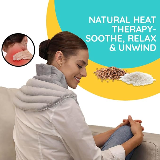 Heating Pad Solutions - Neck & Shoulder Microwavable Relaxer - Upper Back & Neck - Reusable Heating Pad - 3 XL Packs