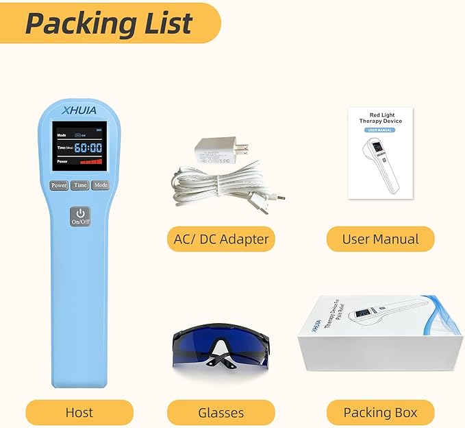 Red Light Therapy Device for Body, 4x808nm+16x650nm Handheld Red Light Therapy for Back, Knee Use, Near Infrared Light Therapy for Muscle Joint Pain Relief, Cold Light Therapy Machine for Humans Pets