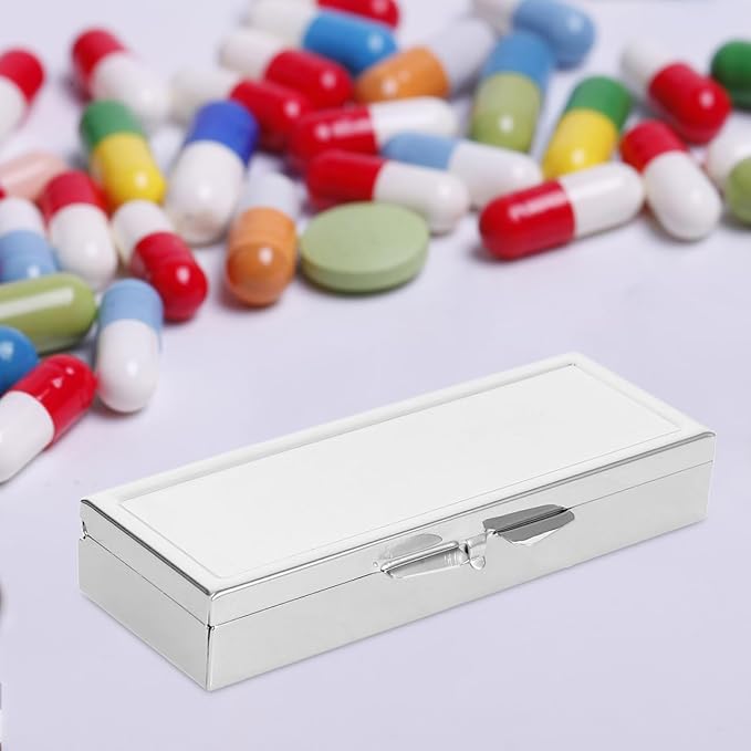 Healifty 2pcs Box Stainless Steel Metal Pill case Stainless Steel Pill Organizer Monthly Pill Organizer Weekly Pill Holder Crafts Organizer Portable Travel Makeup