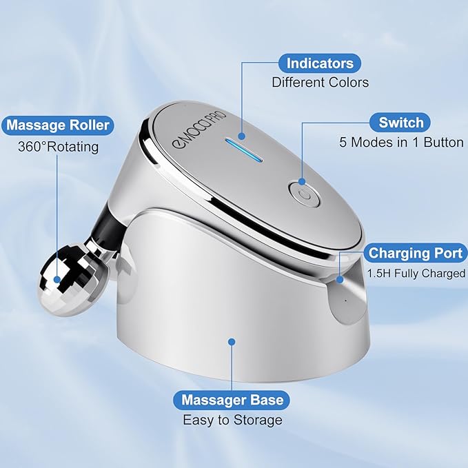Facial Massager Device Electric Face Gua Sha Vibration Tools Facial Rollers for Women Luminesce Glow For Face Neck Roller for Face lifting For Skin Care