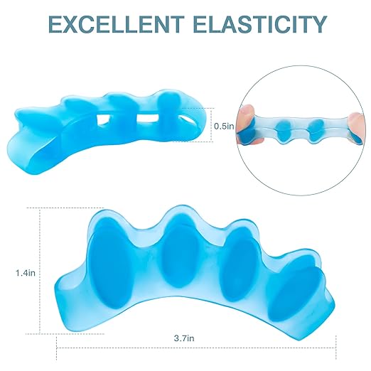 2PCS Toe Spacers for Women and Men, Toe Separators for Pedicure, Bunion Corrector, Hammer Toe Straightener, Plantar Fasciitis, Toe Spreaders for Foot Pain Relief and Foot Health. (2, Blue)