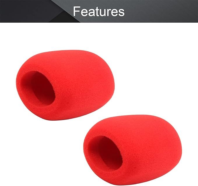 Fielect 2Pcs Microphone Cover Sponge Foam Mic Cover Handheld Microphone Windscreen Shield Protection Micro Foam Filter Red for KTV Broadcasting
