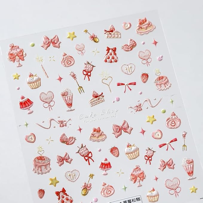 Small Cute Sticker 3D Relief Design Decals for iPhone 17 PRO / 17 PROMAX Cell Phone Camera Screen Lens,for NintendSwitch Game Handle Controllers，Scrapbooking Laptop Diary Planner Collage DIY (TS-3810)