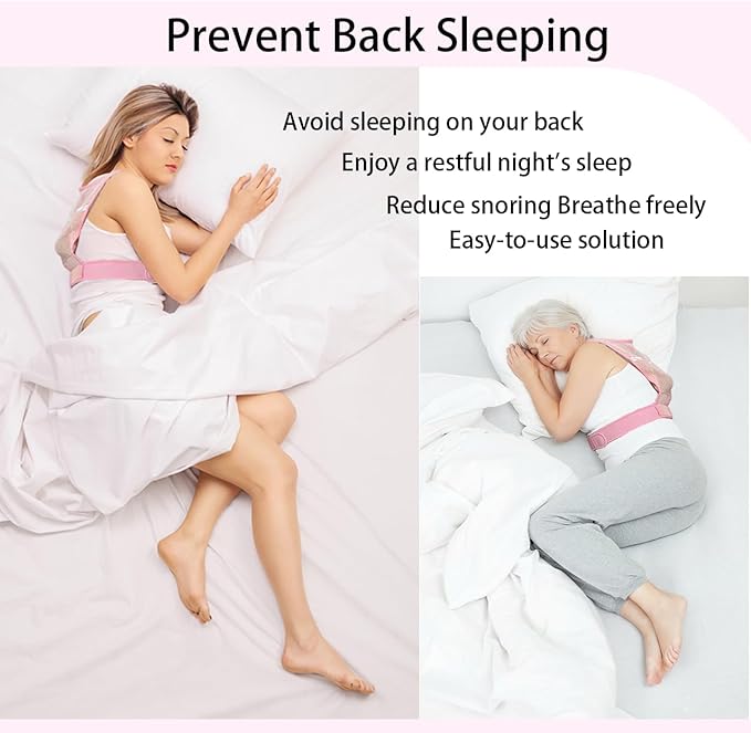 Sleep Position Trainer for Sleeping On Your Side | Side Sleep Trainer | Snore Stopper |Adjustable、 Lightweight, Comfortable, Effective in Reducing Supine Sleep Time (Pink)