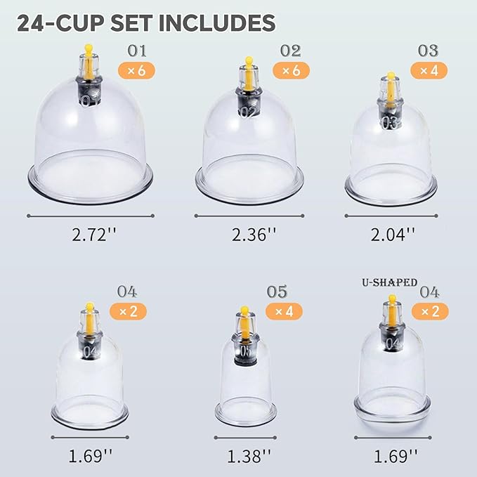Cupping Set Massage Therapy Cups Cupping Kit for Body Cellulite 24 Suction Cups