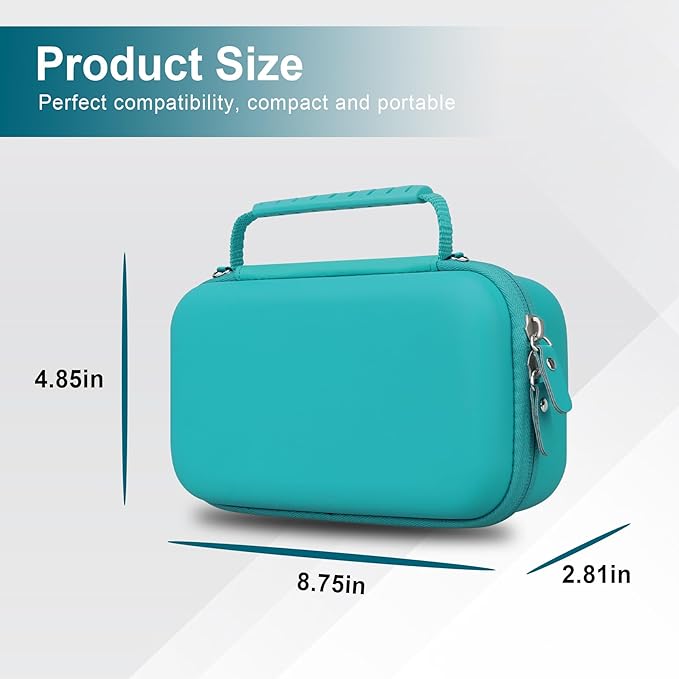 Canboc Carrying Case for Asthma Inhaler, Handheld Spacer for Adults, Mask, Inhaler Spacer Bag with Removable Shoulder Strap, Mesh Pocket fit Medicine or Essentials, Turquoise (Case Only)