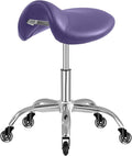 SALONFACTORY Saddle Stool with Wheels 300 lbs Weight Capacity, Heavy Duty Rolling Stool for Medical Massage Salon Kitchen Spa Drafting Nail-Tech,Height Adjustable,360 Swivel,Wide Thick Seat Padding
