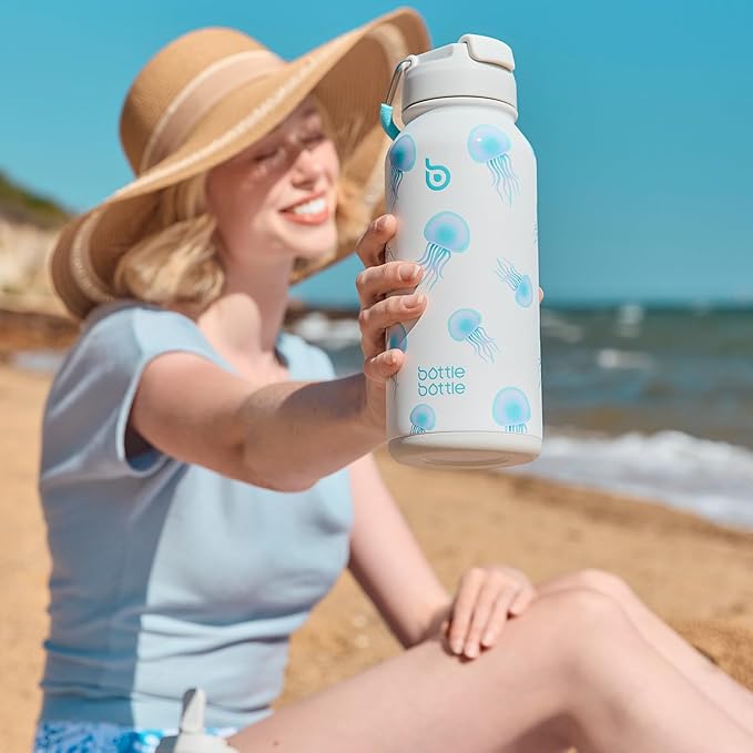 BOTTLE BOTTLE 32oz Insulated Water Bottle Stainless Steel Sport Water Bottle with Straw Dual-use Lid Design for Gym with Pill Box