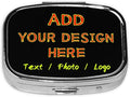 Custom Pill Box Personalized Square Small Pill Case with Mirror Add Your Photo Text Logo Name Decorative 2 Compartment Portable Metal Medicine Container Vitamin Organizer for Pocket Purse Travel