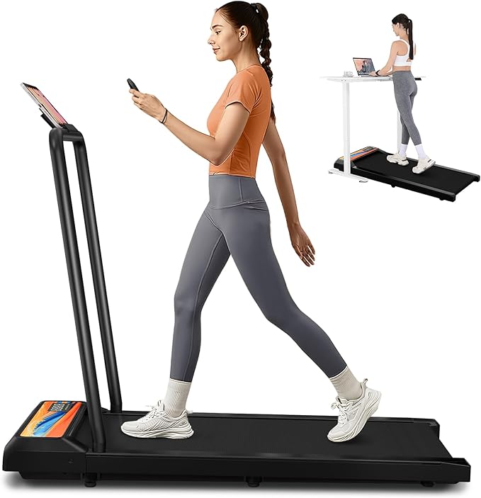 Walking Pad Treadmill, 3 in 1 Under Desk Treadmills for Home Office w/2.5HP Motor/4.0MPH, Walking Pad w/Safety Handle/Remote & LED Display, Portable Treadmill Supports Up to 300lbs