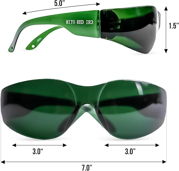 Mito Red Light Therapy Glasses - Eye Protection for Red Light (600nm-900nm) - Goggles