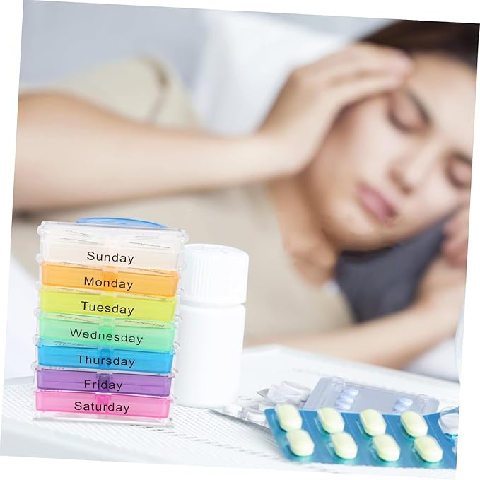 Weekly Pill Organizer, Pill Container Box, Medicine Organizer, 7 Days Weekly Dispenser Am Pm Storage Pill Container Tablet Sorter Daily Pill Case to Hold Medication, Vitamins
