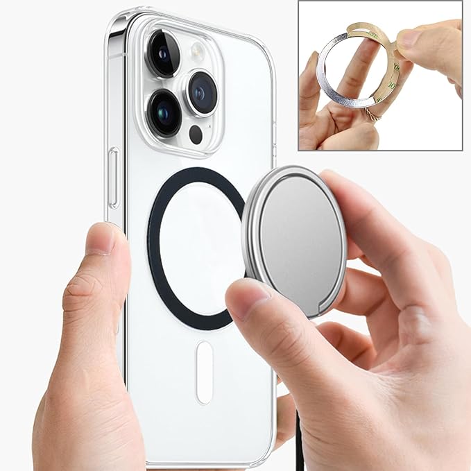 TENOC Universal Metal Ring Sticker for Magnetic Charger Compatible with iPhone/Samsung/Android All Cellphones, Magnetic Mount/Phone Holder Conversion Accessories, 6Pcs