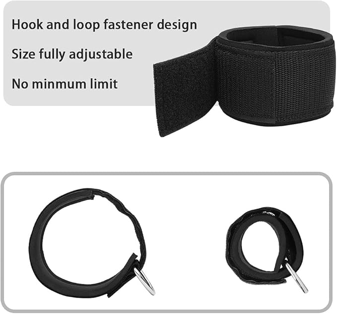 Ankle Straps Wrist Cuffs 5.5mm Neoprene Padded Large D-Ring for Cable Machines Fitness Legs Exercise Attachment Adjustable