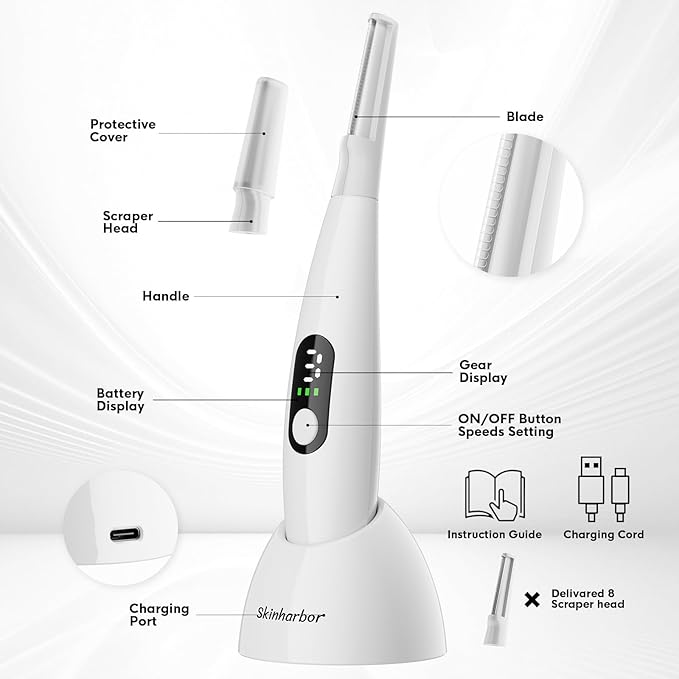 Sonic Dermaplane Razor for Women Face,Women’S Facial Exfoliation & Peach Fuzz Hair Removal System,Anti-Aging–3 Speeds–8 Dermaplaning Blades–Rechargeable,Sonic Dermaplaning Tool
