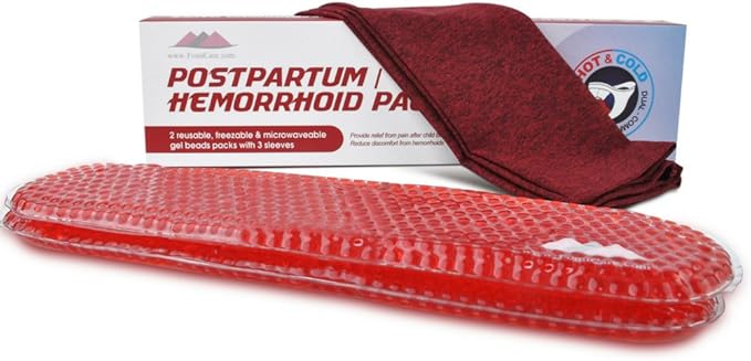 Hemorrhoid and Perineal Gel Bead Ice Compress by FOMI Care | 2 Pack, 3 Sleeves | Hot and Cold Pack for Hemorrhoid Treatment & Postpartum Pain Relief | Heating and Cooling Maternity Pads
