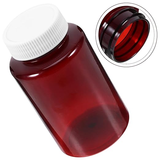 Cute Brown Plastic Pill Bottle 200ml Large Capsule Container Empty Medicine Bottles Sealing Caps