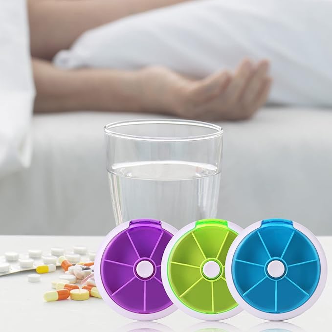 Creative Portable Mini 7 Day Weekly Circular Shape Rotary Cute Fruit Style Pill Storage Case Box (Mixed Color)