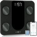 RunSTAR Smart Scale for Body Weight, Digital Bathroom Scale BMI Weighing Body Fat Scale, Body Composition Monitor Health Analyzer with Smartphone App, 400 lbs - Black