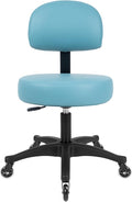 TAKE UR SEAT® Economical Multi-Purpose Medical Spa Chair Stool with Adjustable seat and Back Height. Advanced Fabric seat Cover is Easy to Clean. Blade Wheels (Table Height Blue)