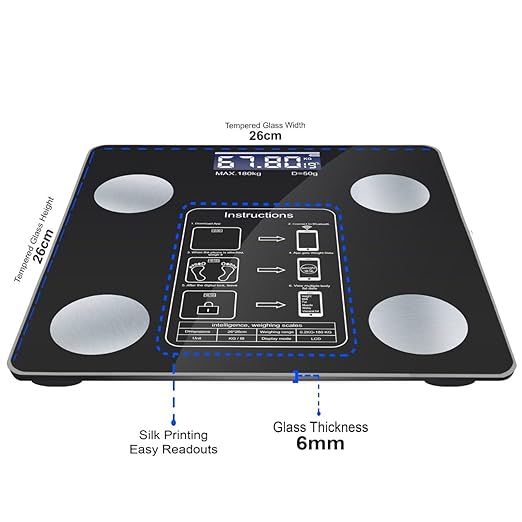Smart Scale for Body Weight, Digital Bathroom Weighing Scale with Smart Sync App, BMI, Body Fat, Muscle Mass, Accurate Bluetooth Home User Health Equipment