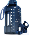 AQUAFIT 64 oz Water Bottle with Time Marker - Straw & Chug Lid - BPA Free Half Gallon Gym Water Bottle with Handle - Big Gallon Jug (Nebula, 64 Ounces)