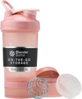 BlenderBottle Shaker Bottle with Pill Organizer and Storage for Protein Powder, Classic V2 ProStak System, 22-Ounce, Rose Pink