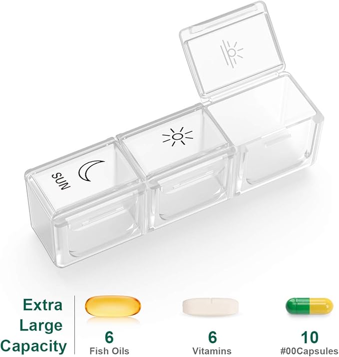 BUG HULL Weekly Pill Organizer 3X a Day, Daily 7 Day Medicine Pill Organizer 3 Times a Day, Travel Pill Case Container for Vitamins, Supplements