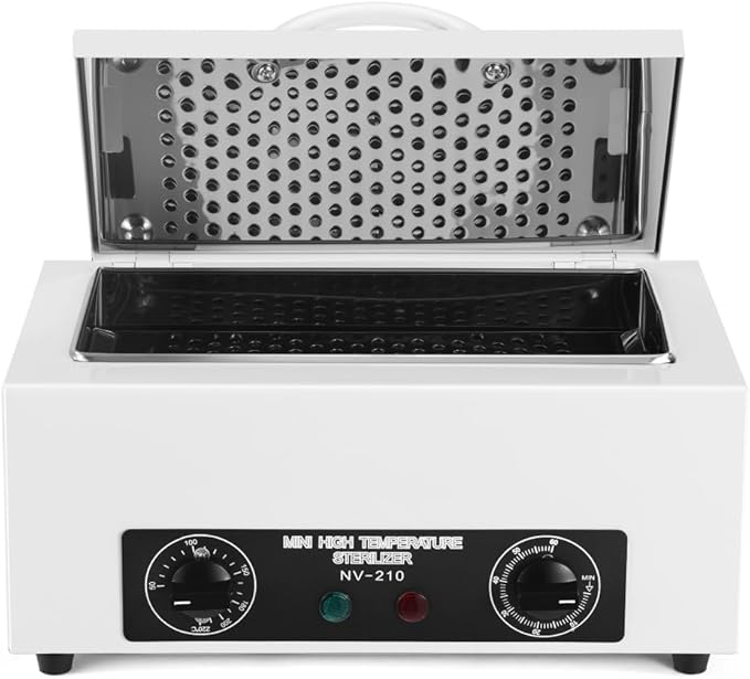 High Temperature Sterilizer Autoclave Machine for Metal Tools with Handle with Timer 110V 300W, 1.5L Capacity, for Dental Tools (White)