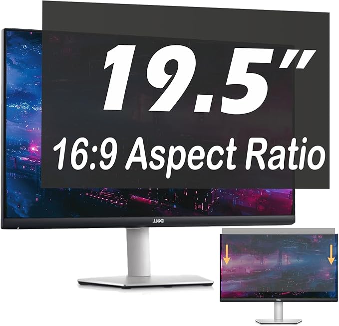 19.5 Inch Privacy Screen for Computer Monitor, 16:9 Anti-Spy Filter for Laptop & PC Display, Blue Light Blocking Anti-Glare Reversible Protector Film, Easy Slide-Mount Installation(19.5 Inch Widescreen(16:09))