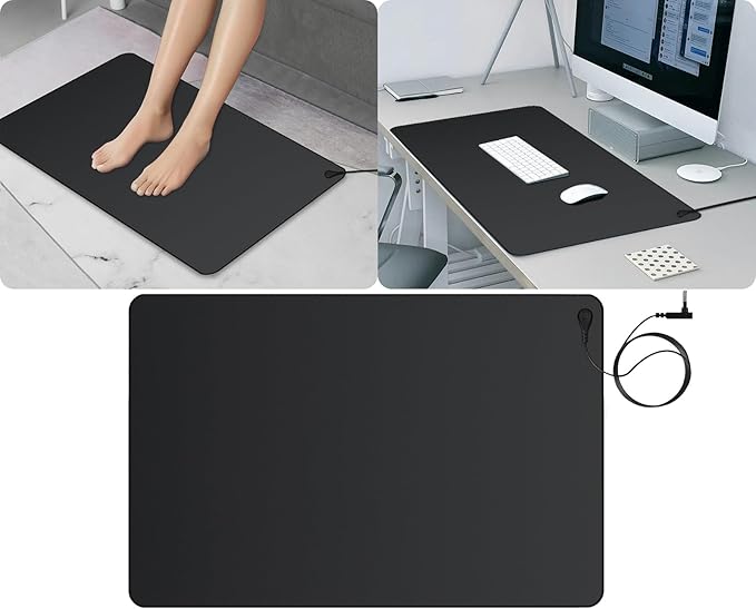 Urvoix Grounding Mat for Feet, 16" x 24" Earth Mat Grounding Pad for Sleep, Boost Energy & Wellness, Earth Therapy, Grounding at Home, Office, Work | Includes Conductive Test Pen