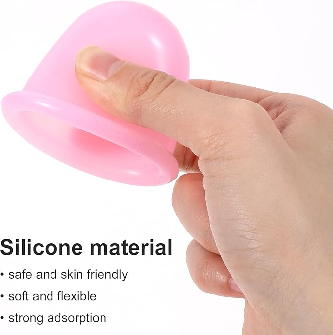 4 Pieces Facial Cupping Therapy Set Anti Cellulite Silicone Vacuum Cupping Cups Facial Cupping Treatment Anti Aging Beauty Tool for Face and Eye Cupping Massage (Pink 2 Small + 2 Large)