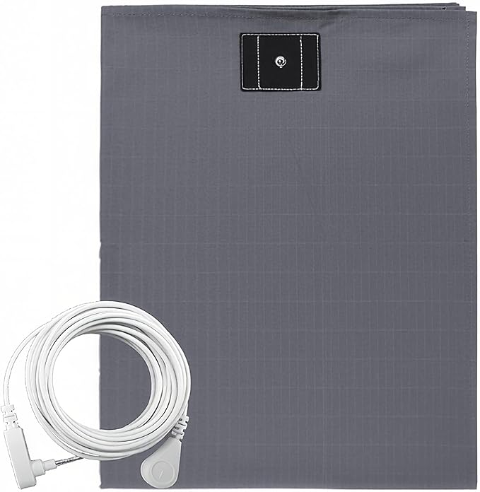 Grounding Sheets Half Size for Better Sleep - Premium Cotton + Silver Fiber Earth Connect Grounding Flat Sheet for Bed, Stress Relief (Gray,Half, 35x90in)