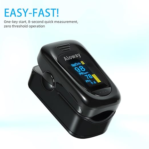 Oxygen Meter Finger Pulse Oximeter, Pulse OX, Pulse Oximeter with Pulse Monitor, SpO2 Reading Home Outdoor Sports (Black)