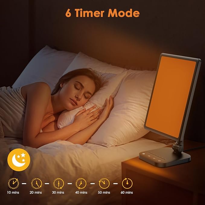 Sun Lamp, 12000 Lux UV-Free Light Therapy Lamp with 5 Adjustable Brightness Levels/6 Timer/Remote Control,180° Free Rotable Heavy Base Smart Plug for Home Office