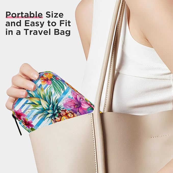 Tropical Pineapple Fruit Pill Case Travel Pill Organizer Weekly 7 Day Portable with Zipper Medicine Box Pill Case for Vitamins, Birth Control,Fish Oils,Medication, Supplements