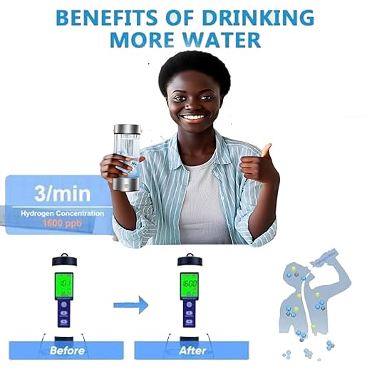 Hydrogen Water Bottle, Portable Hydrogen Water Bottle Generator with SPE PEM Technology Water Ionizer, Hydrogen Water Machine Improve Water for Home, Office, Travel, Exercise