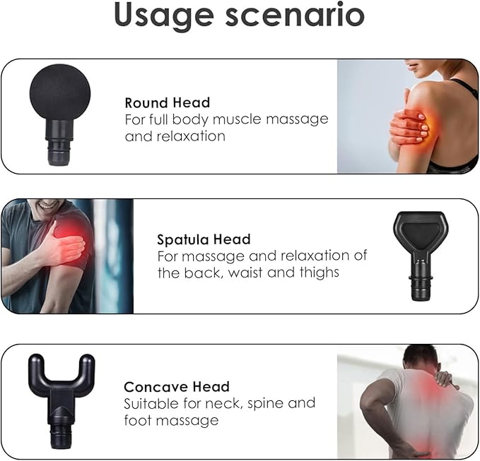 Wokyo 6 PCS Massage Gun Heads Kit, Replaceable 18 mm Massager Gun Attachments, Plug and Play 6 Different Muscle Massager Heads for Full-Body Muscle Relaxation(6 Packs Combo Head Kit)