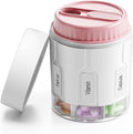 Daviky Pill Bottle Organizer, Supplement Organizer with 7 Large Compartments, Travel Pill Dispenser Round Pill Box with Two Lids（Pink