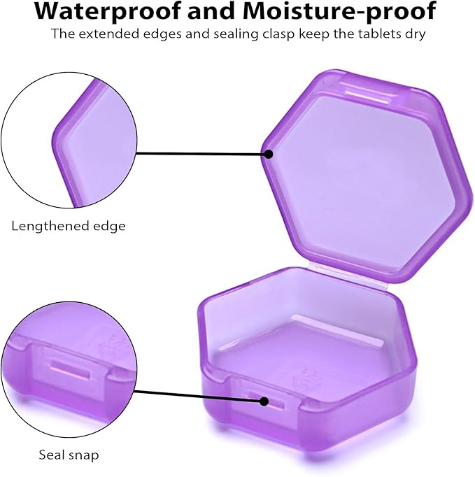 Small Pill Case Travel Pill Box Cute Pill Organizer for Purse Portable Daily Medicine Organizer 1 Compartment Pill Holder for Vitamins, Fish Oil, Supplements