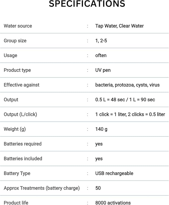 Katadyn Steripen Ultra Portable UV Water Purifier – Rechargeable 2200mAh Battery, Eliminates 99.99% Microorganisms, Fast Water Treatment for Hiking, Camping & Travel