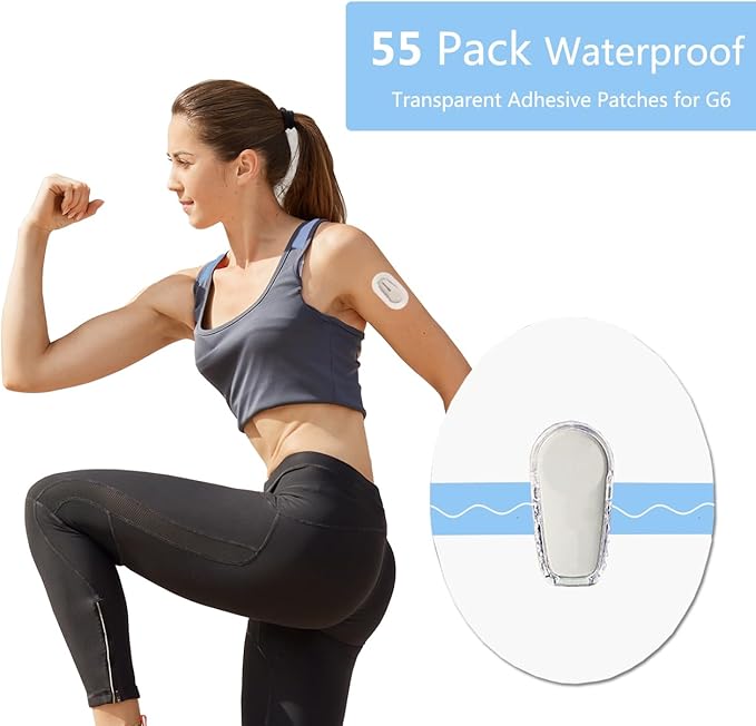 G6 Over Patches Waterproof - 55 Pack Stickers for G6-Transparent Adhesive Patches for CGM-HECHUAN