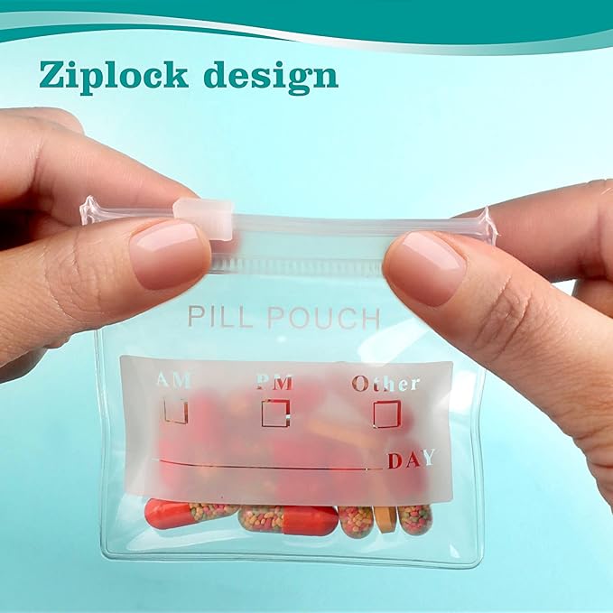 36 Packs Pill Pouches BPA Free Pill Bags 12mil Come with Mark Pen 3 x 2.75 inch Small Zip Bags with Write-on Label Seal Ziplock Pill Pouch for Travel Pill Organizer, Jewelry, Small Craft Pieces